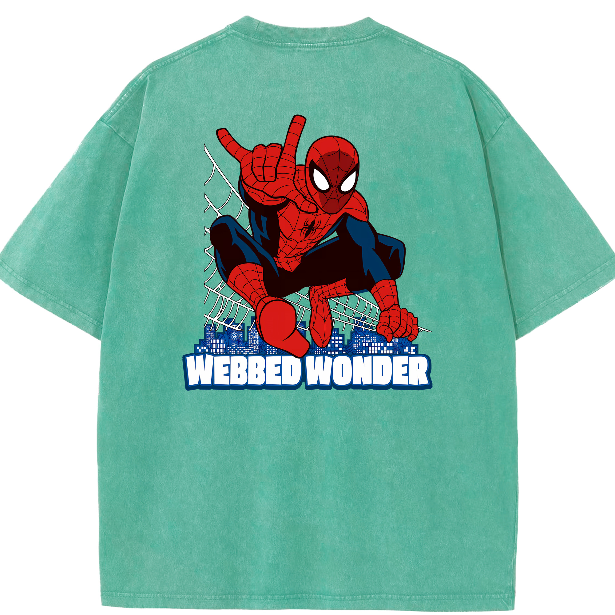 （画像用） Spider Man スパイダーマン 綿100% ヴィンテージ風 半袖Tシャツ（背面プリント）